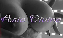 Experience Asia Divine's sensual solo performance and self-pleasure in her intimate home setting
