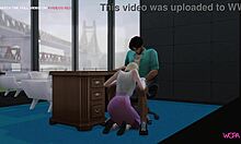 एनिमेटेड वीडियो जिसमें एक गर्लफ्रेंड अपने बॉस के साथ वित्तीय लाभ के लिए अंतरंग हो रही है।