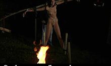 العبد المطيع يتم إسكاته بالقطرات ثم مارس الجنس أثناء ربطه بالعبودية باستخدام الخشب .