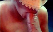 Homemade video of a big cock exploding on masked milf's tits