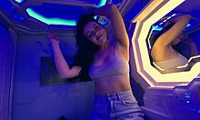 Luna Roulette gives a public blowjob at the airport capsule hotel