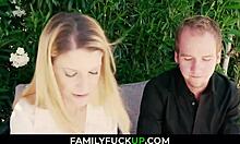 Uma dona de casa recebe o tratamento definitivo da madrasta em um vídeo de sexo familiar